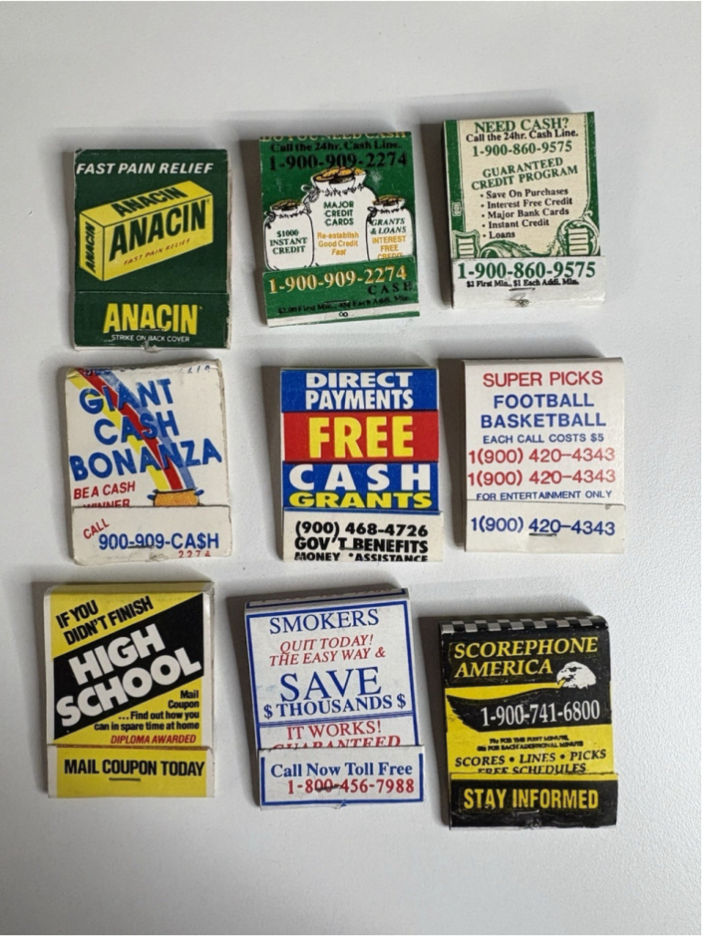 Vintage Lot of 9 Matchbooks Bundle Collection Advertisements